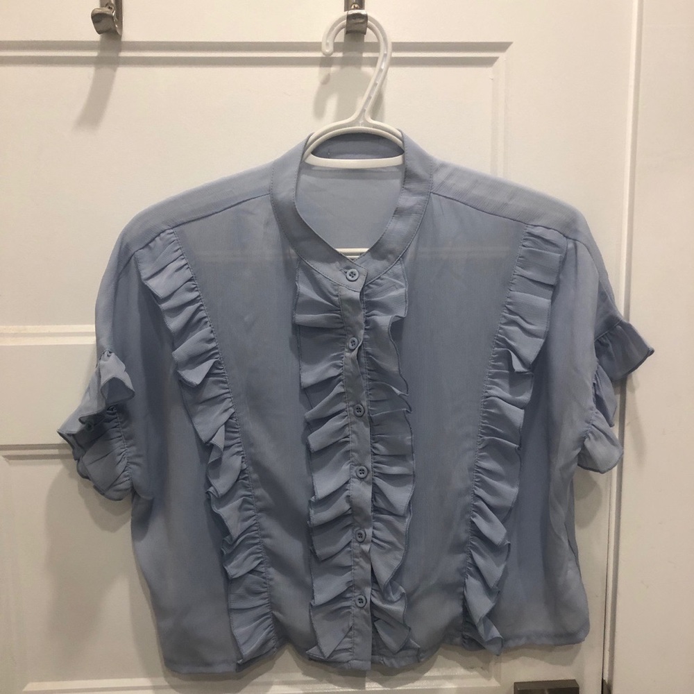 cropped chiffon top with ruffles